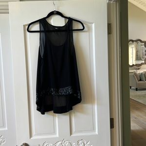Sheer Black Sequin Detailed Sleeveless Top